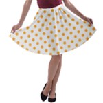 Polka Dots - Pastel Orange on White A-line Skater Skirt