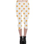 Polka Dots - Pastel Orange on White Capri Leggings