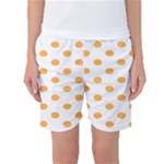 Polka Dots - Pastel Orange on White Women s Basketball Shorts
