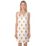 Polka Dots - Pastel Orange on White Sleeveless Satin Nightdress