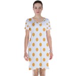 Polka Dots - Pastel Orange on White Short Sleeve Nightdress