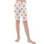 Polka Dots - Pastel Orange on White Kid s Mid Length Swim Shorts