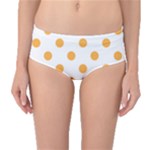 Polka Dots - Pastel Orange on White Mid-Waist Bikini Bottoms