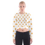 Polka Dots - Pastel Orange on White Women s Cropped Sweatshirt
