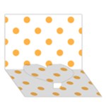 Polka Dots - Pastel Orange on White Heart Bottom 3D Greeting Card (7x5)