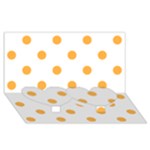 Polka Dots - Pastel Orange on White Twin Heart Bottom 3D Greeting Card (8x4)