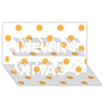 Polka Dots - Pastel Orange on White Merry Xmas 3D Greeting Card (8x4)