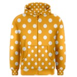 Polka Dots - White on Dark Tangerine Orange Men s Zipper Hoodie
