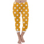 Polka Dots - White on Dark Tangerine Orange Capri Winter Leggings