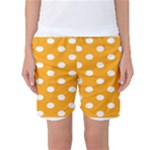Polka Dots - White on Dark Tangerine Orange Women s Basketball Shorts