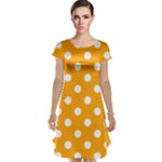 Polka Dots - White on Dark Tangerine Orange Cap Sleeve Nightdress