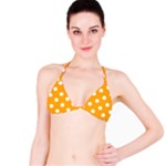 Polka Dots - White on Dark Tangerine Orange Bikini Top