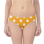 Polka Dots - White on Dark Tangerine Orange Hipster Bikini Bottoms