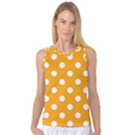 Polka Dots - White on Dark Tangerine Orange Women s Basketball Tank Top