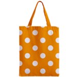 Polka Dots - White on Dark Tangerine Orange Zipper Classic Tote Bag