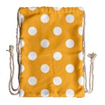 Polka Dots - White on Dark Tangerine Orange Drawstring Bag (Large)