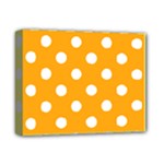 Polka Dots - White on Dark Tangerine Orange Deluxe Canvas 14  x 11  (Stretched)