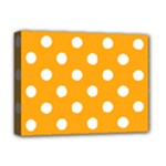Polka Dots - White on Dark Tangerine Orange Deluxe Canvas 16  x 12  (Stretched)