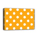 Polka Dots - White on Dark Tangerine Orange Deluxe Canvas 18  x 12  (Stretched)