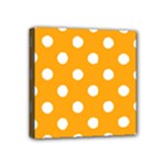 Polka Dots - White on Dark Tangerine Orange Mini Canvas 4  x 4  (Stretched)