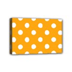 Polka Dots - White on Dark Tangerine Orange Mini Canvas 6  x 4  (Stretched)