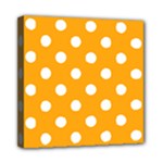 Polka Dots - White on Dark Tangerine Orange Mini Canvas 8  x 8  (Stretched)