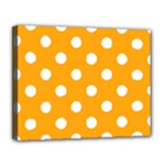 Polka Dots - White on Dark Tangerine Orange Canvas 14  x 11  (Stretched)