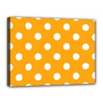 Polka Dots - White on Dark Tangerine Orange Canvas 16  x 12  (Stretched)