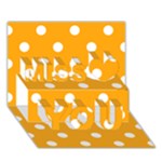 Polka Dots - White on Dark Tangerine Orange Miss You 3D Greeting Card (7x5)