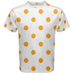 Polka Dots - Dark Tangerine Orange on White Men s Cotton Tee