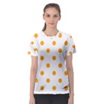 Polka Dots - Dark Tangerine Orange on White Women s Sport Mesh Tee