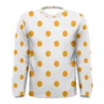 Polka Dots - Dark Tangerine Orange on White Men s Long Sleeve T-shirt
