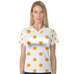 Polka Dots - Dark Tangerine Orange on White Women s V-Neck Sport Mesh Tee