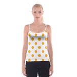 Polka Dots - Dark Tangerine Orange on White Spaghetti Strap Top