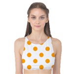 Polka Dots - Dark Tangerine Orange on White Tank Bikini Top