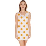 Polka Dots - Dark Tangerine Orange on White Bodycon Dress