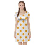 Polka Dots - Dark Tangerine Orange on White Short Sleeve Skater Dress