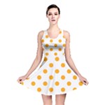 Polka Dots - Dark Tangerine Orange on White Reversible Skater Dress