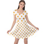 Polka Dots - Dark Tangerine Orange on White Cap Sleeve Dress