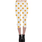 Polka Dots - Dark Tangerine Orange on White Capri Leggings