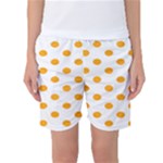 Polka Dots - Dark Tangerine Orange on White Women s Basketball Shorts