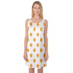 Polka Dots - Dark Tangerine Orange on White Sleeveless Satin Nightdress