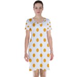 Polka Dots - Dark Tangerine Orange on White Short Sleeve Nightdress