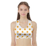 Polka Dots - Dark Tangerine Orange on White Women s Sports Bra with Border