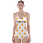 Polka Dots - Dark Tangerine Orange on White Cut-Out One Piece Swimsuit