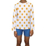 Polka Dots - Dark Tangerine Orange on White Kid s Long Sleeve Swimwear