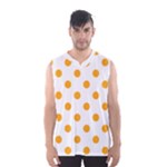 Polka Dots - Dark Tangerine Orange on White Men s Basketball Tank Top