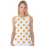 Polka Dots - Dark Tangerine Orange on White Women s Basketball Tank Top