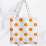 Polka Dots - Dark Tangerine Orange on White Zipper Grocery Tote Bag