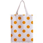 Polka Dots - Dark Tangerine Orange on White Zipper Classic Tote Bag